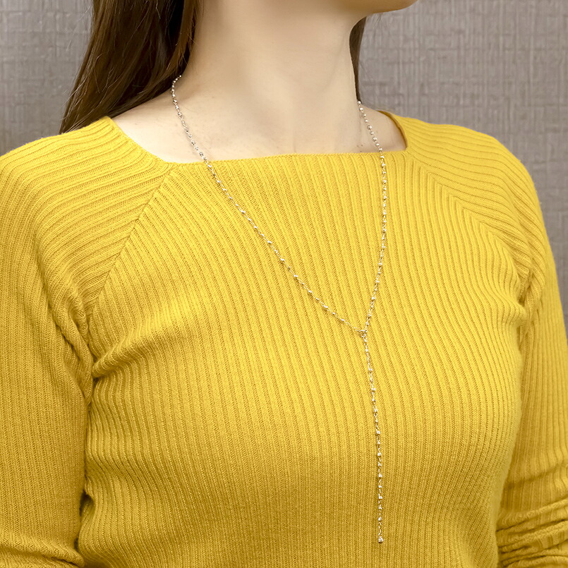 18金 ネックレス チェーン 70cm レディース ロングネックレス チェーンのみ ラリエット ホワイトゴールドK18 ミラーボール ジュエリー プレゼント 241017an400wn SWAA204