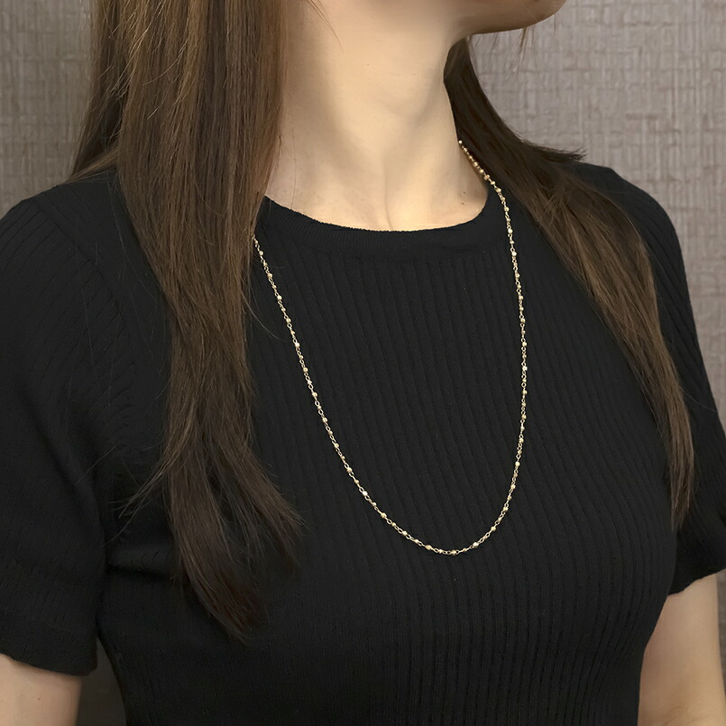 18金 ネックレス チェーン 70cm ロングネックレス チェーンのみ ラリエット イエローゴールドK18 ミラーボール ジュエリー ギフト シンプル 241017an400n SWAA205