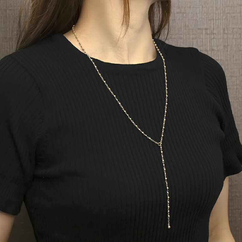 18金 ネックレス チェーン 70cm ロングネックレス チェーンのみ ラリエット イエローゴールドK18 ミラーボール ジュエリー ギフト シンプル 241017an400n SWAA205