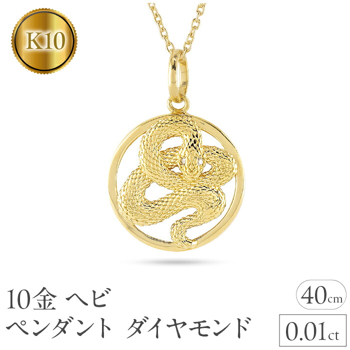 蛇 ペンダントトップ k10 スネーク ネックレス ダイヤ 10金 0.01ct ペンダント サークル イエローゴールドK10 干支 巳年 ジュエリー 241017sh203dyi SWAA230