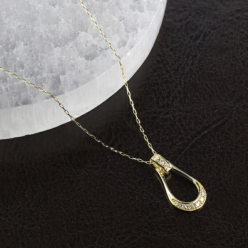 18金 ネックレス 馬蹄 ダイヤモンド 0.10ct ペンダントトップ レディース ホースシュー K18 スライド式 午年 干支 ジュエリー シンプル 250122tp200yn SWAA245