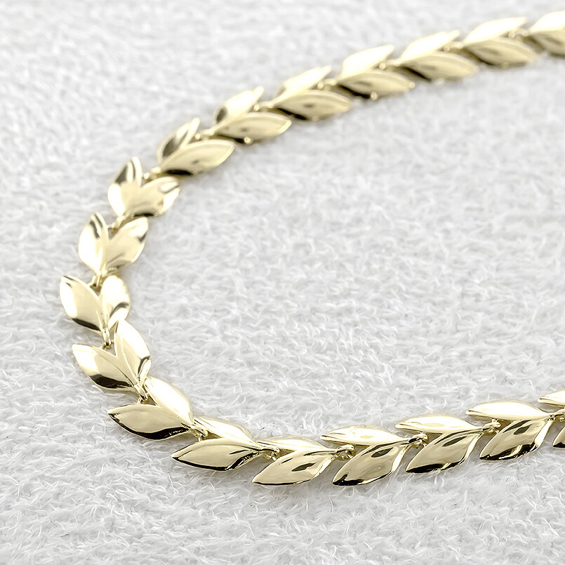 18金 ブレスレット 18k 太め チェーン 19cm リーフ ゴールド 葉っぱ イエローゴールドK18 アジャスター ジュエリー シンプル 地金 プレゼント 250227bd400y SWAA257