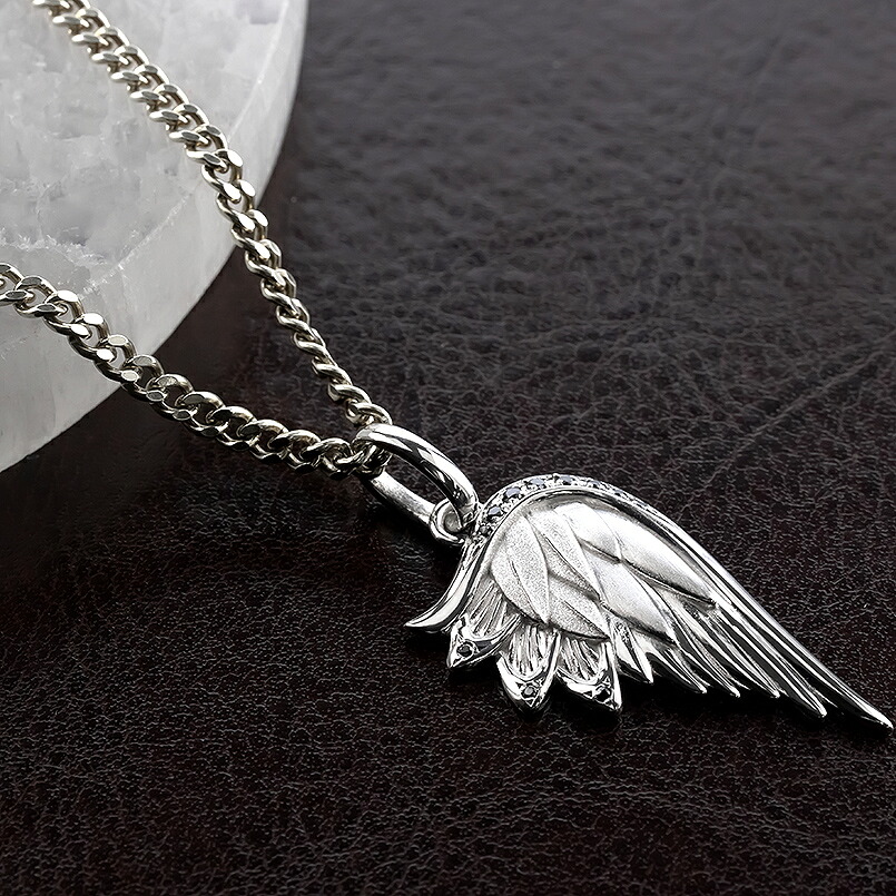 プラチナ ネックレス メンズ 羽根 翼 ダイヤモンド 喜平用 ペンダントトップ 大きめ ダイヤ 0.08ct pt900 シンプル 天使 お守り ジュエリー 250325201p SWAA258-pt