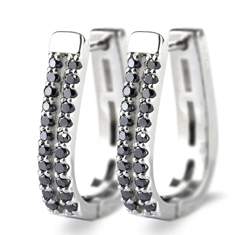 プラチナ フープピアス 両耳 ブラックダイヤモンド ダイヤ 0.24ct 中折れ式 金属アレルギー 対応 pt900 リングピアス ジュエリー 250401bd400bdp SWAA263-bdp