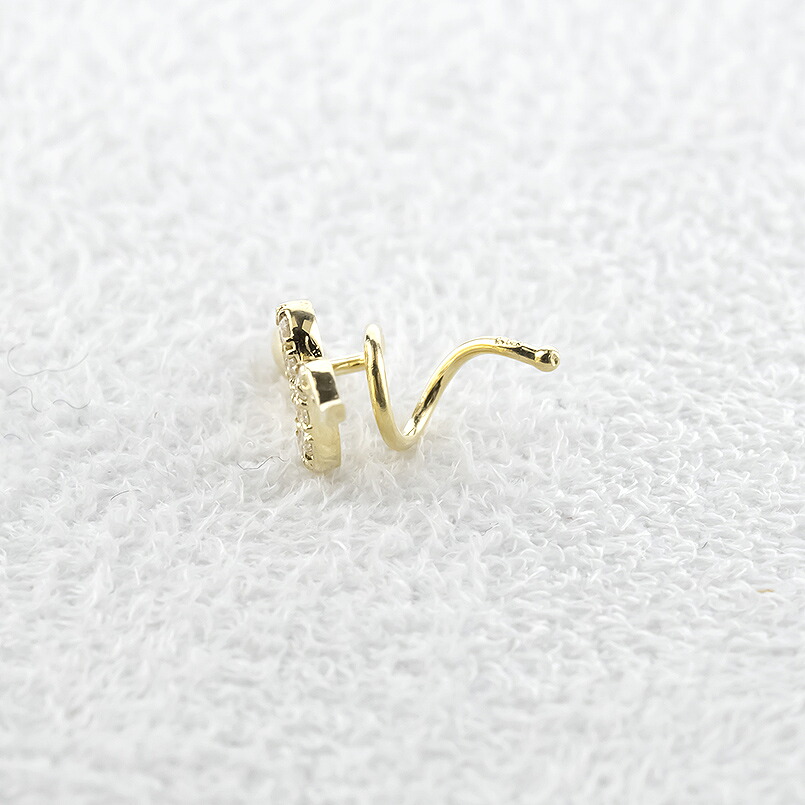 ヘビ 蛇 18金 ピアス つけっぱなし 片耳 ダイヤモンド キャッチのいらないピアス K18 シンプル お守り イエローゴールドK18 キャッチナッシャー250326tp400yu SWAA268