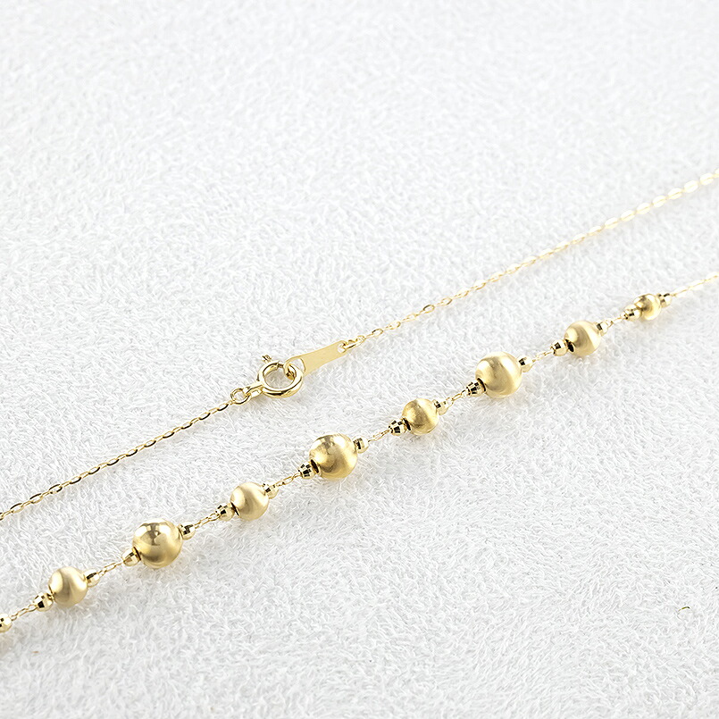 18金 ネックレス レディース チェーン 70cm ゴールド ミラーボール シルクボール ラリエット ロングネックレス イエローゴールドK18 ジュエリー 250328an201yn SWAA269