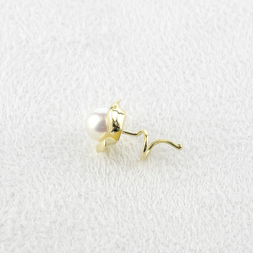 18金 ピアス 片耳 レディース アコヤ真珠 パール フラワー K18 シンプル つけっぱなし 簡単装着 キャッチのいらないピアス キャッチナッシャー 250625sz201yu SWAA304