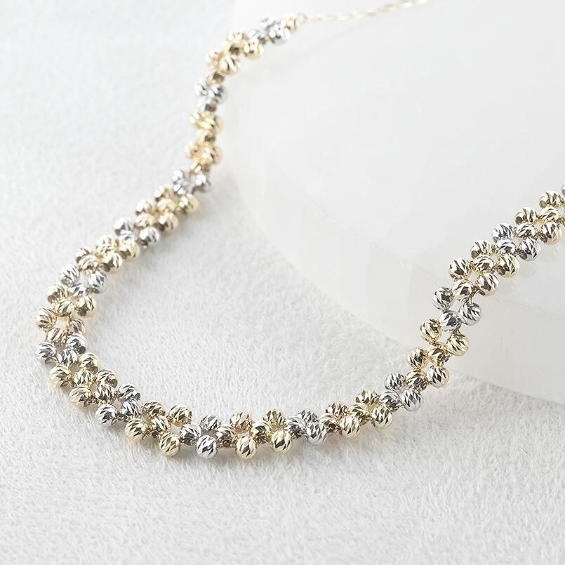 ネックレス レディース 18金 45cm ハニーミラーボール 18k イエローゴールド ピンクゴールド ホワイトゴールド スリーカラー ジュエリー 250610an201ygw SWAA321