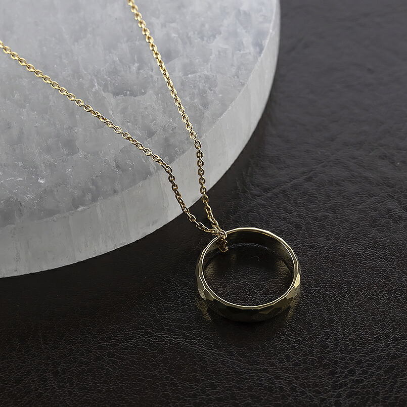 ネックレス 18金 k18 レディース ペンダントトップ 18k ゴールド カット リングネックレス 幾何学模様 シンプル イエローゴールドK18 ジュエリー 250515p202y SWAA326