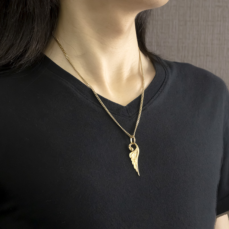 ネックレス 18金 18k メンズ フェザー 羽根 喜平用 ダイヤモンド ペンダントトップ イエローゴールドK18 ゴールド シンプル ジュエリー 190523100dym-g SWAA335-gd