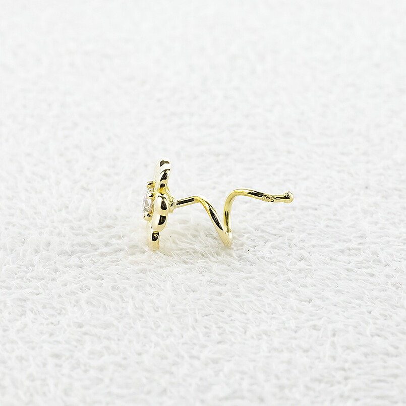 花 フラワー 18金 キャッチのいらないピアス ダイヤモンド 0.06ct K18YG つけっぱなし ピアス イエローゴールドk18 キャッチナッシャー 260305bd401dyu SWAA385