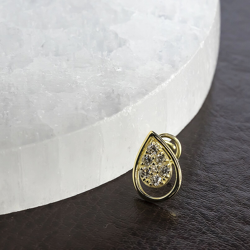 18金 キャッチのいらないピアス ダイヤモンド K18 0.13ct ユニセックス ピアス つけっぱなし イエローゴールドk18 キャッチナッシャー 260206bd400dyubp SWAA388