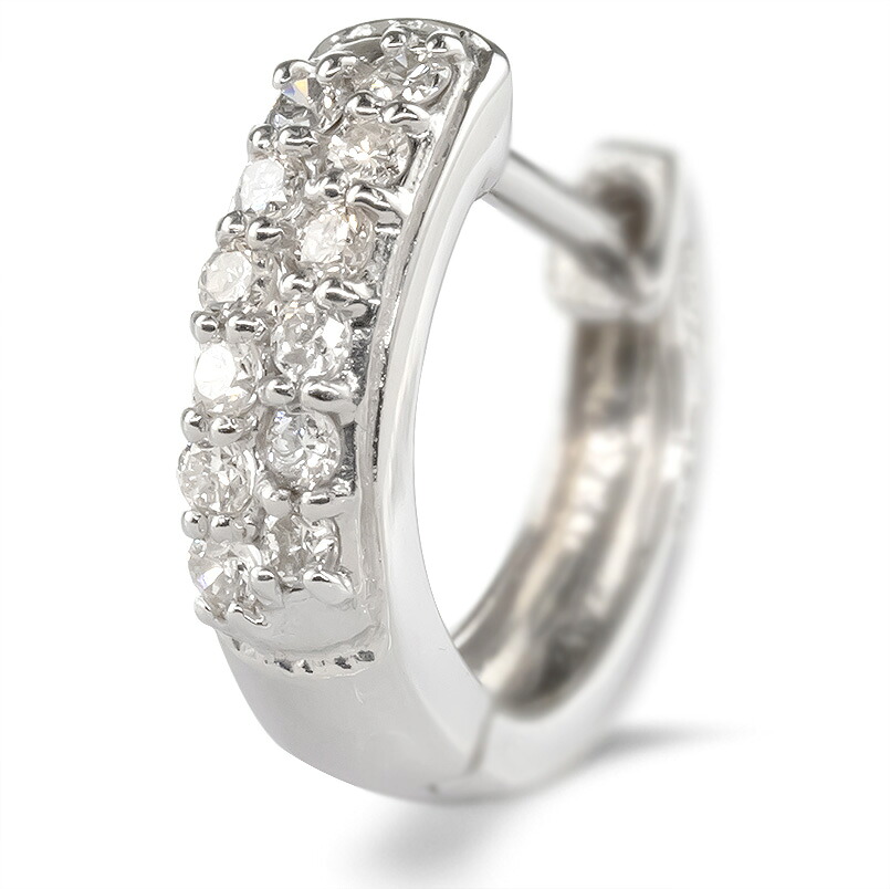 プラチナ フープ ピアス ダイヤモンド 0.1ct 片耳 レディース 中折れ式 フープピアス レディース pt900 240227bd400pu SWAA390