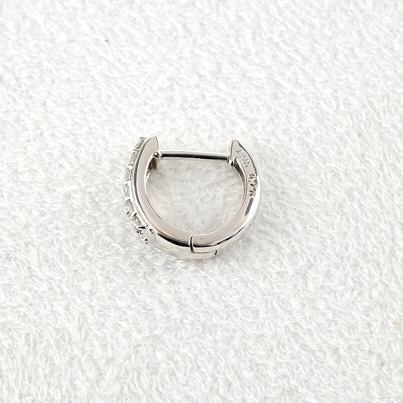プラチナ フープ ピアス ダイヤモンド 0.1ct 片耳 レディース 中折れ式 フープピアス レディース pt900 240227bd400pu SWAA390