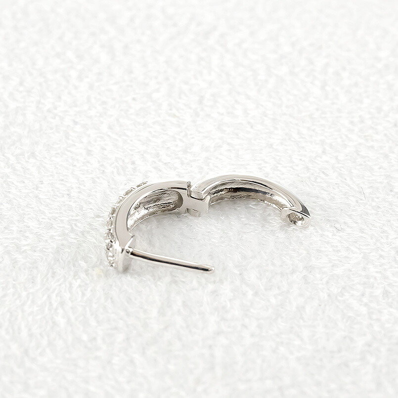 プラチナ フープ ピアス ダイヤモンド 0.1ct 片耳 レディース 中折れ式 フープピアス レディース pt900 240227bd400pu SWAA390