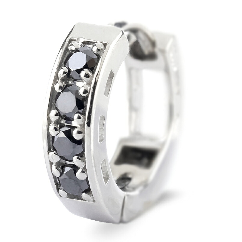 プラチナ フープピアス 片耳 ブラックダイヤモンド フープ ピアス レディース 0.10ct 中折れ式 pt900 リングピアス 250401bd201pu SWAA391