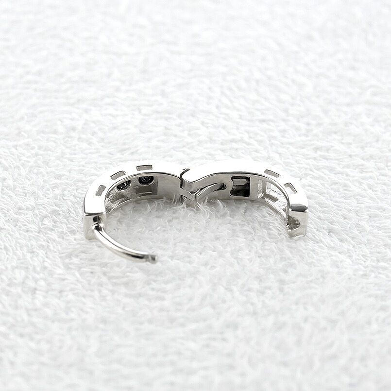 プラチナ フープピアス 片耳 ブラックダイヤモンド フープ ピアス レディース 0.10ct 中折れ式 pt900 リングピアス 250401bd201pu SWAA391