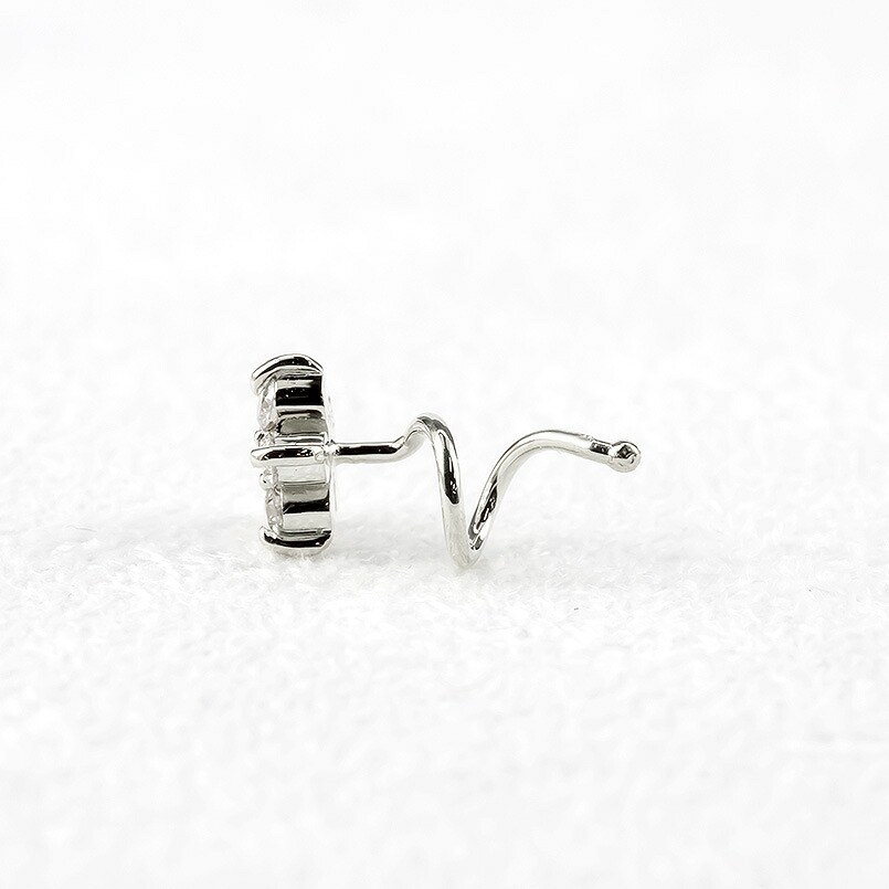 フラワー 花 プラチナ キャッチのいらないピアス レディース 片耳 ダイヤモンド 0.13ct pt900 ピアス つけっぱなし キャッチナッシャー 230726101d SWAA392