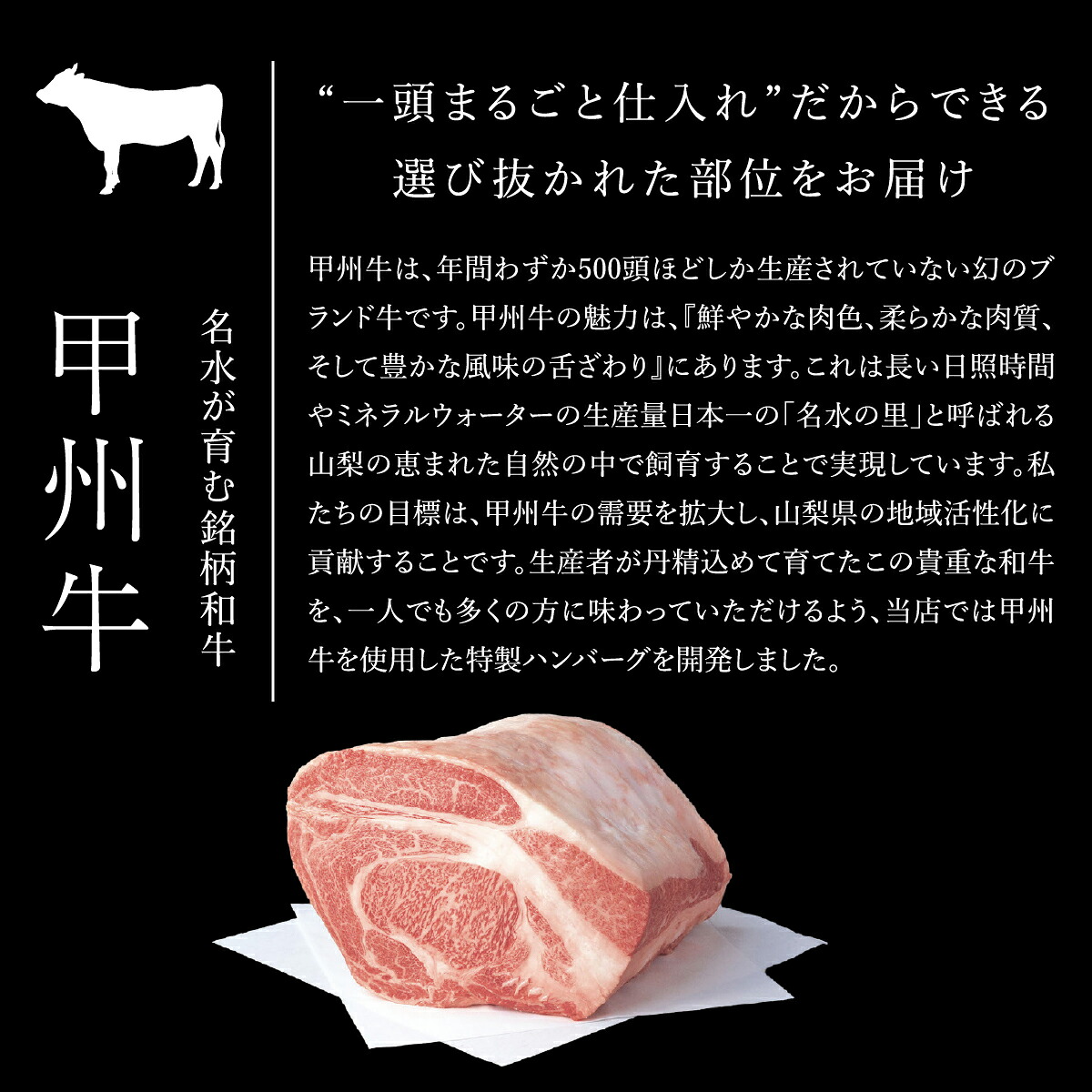 山梨県産黒毛和牛『甲州牛』100％ハンバーグ10個（1.8kg） SWAS001
