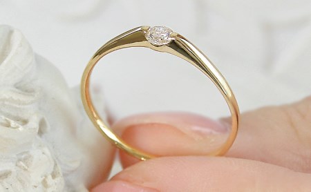 【0.10ct】K18YG ダイヤモンド一粒リング(5号~14.5号) CSR0106-18Y SWAV009