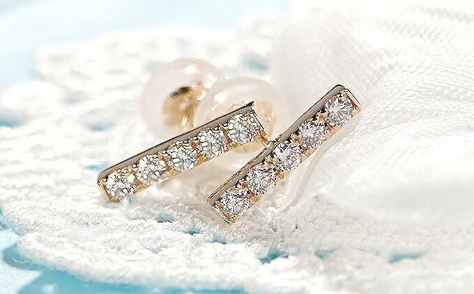 【0.20ct】K18YG ダイヤモンドバーピアス CSP00044-18Y SWAV014
