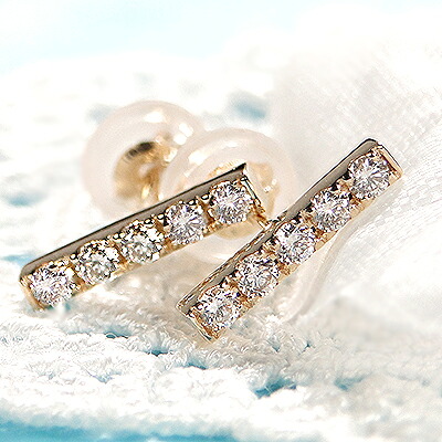 【0.20ct】K18YG ダイヤモンドバーピアス CSP00044-18Y SWAV014