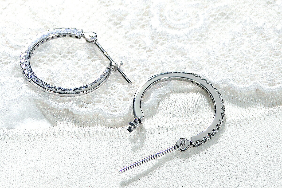 【0.16ct】K18ホワイトゴールド ダイヤモンドフープピアス CSP00056-18W SWAV015