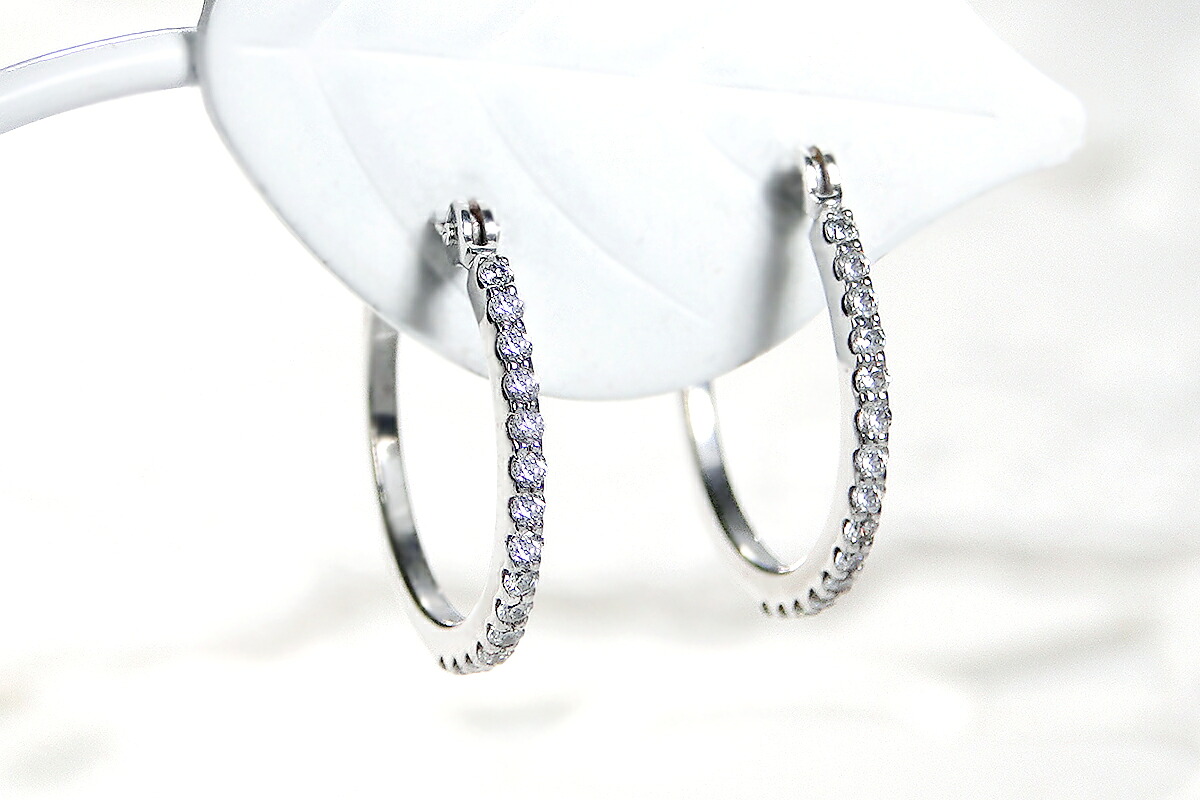 【0.16ct】K18ホワイトゴールド ダイヤモンドフープピアス CSP00056-18W SWAV015