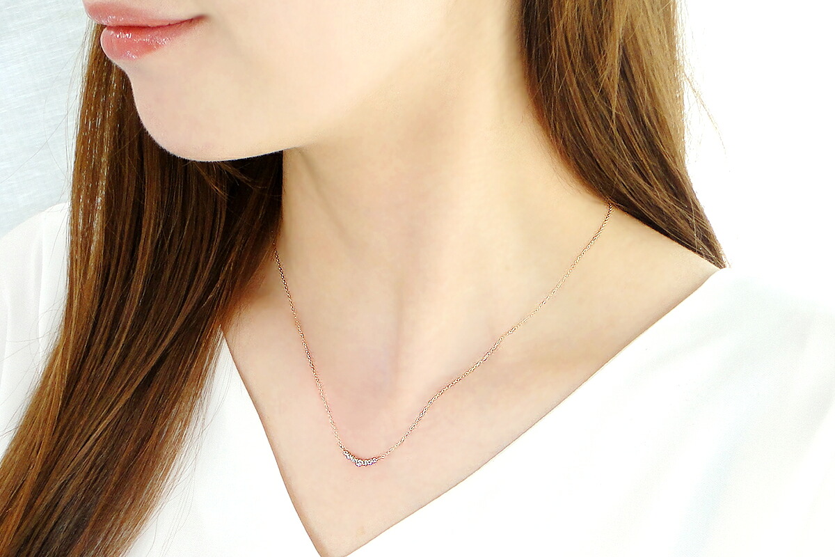 【0.12ct】K18PGグラデーション ダイヤモンド ネックレス CSN00201-18P SWAV018