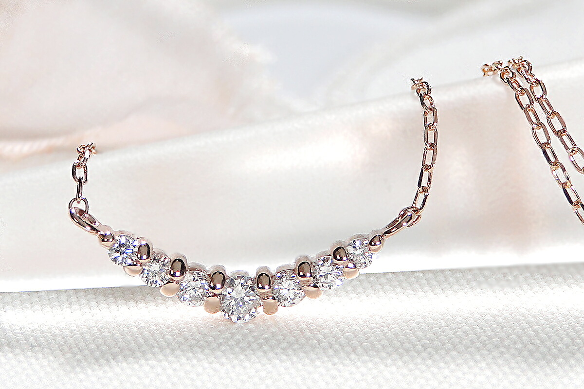 【0.12ct】K18PGグラデーション ダイヤモンド ネックレス CSN00201-18P SWAV018