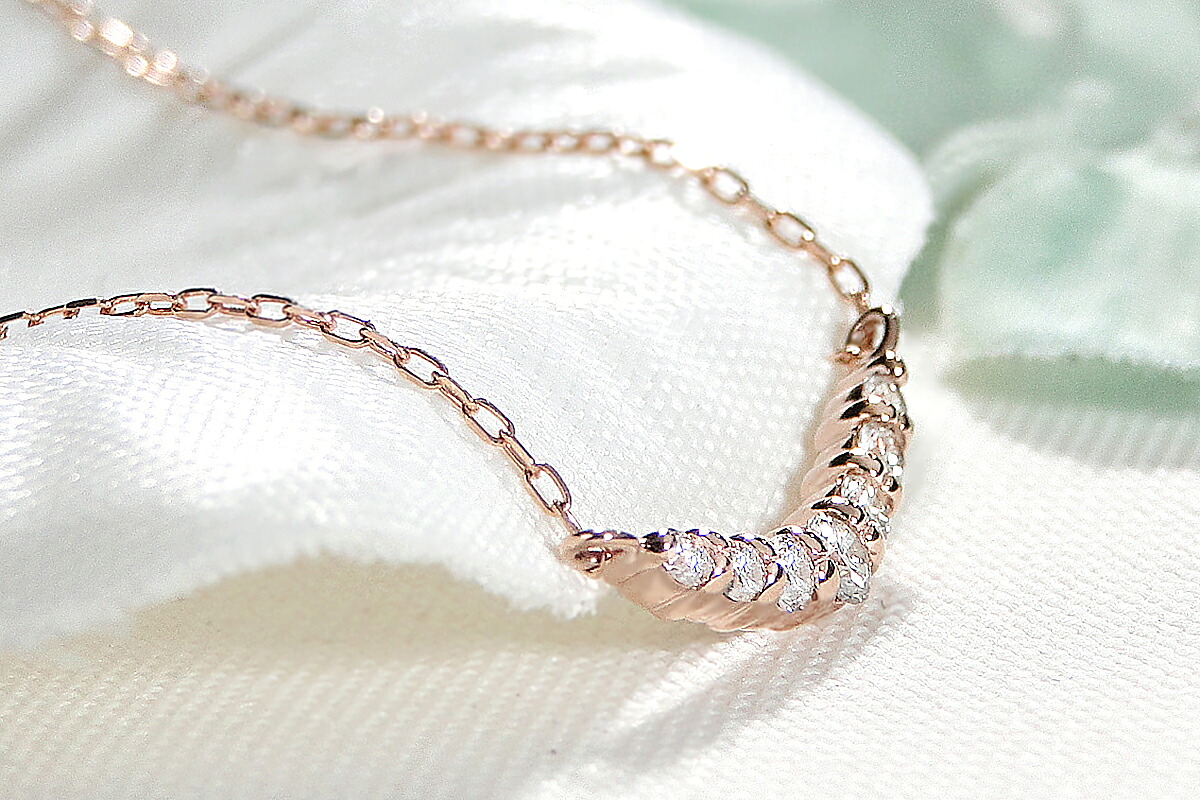 【0.12ct】K18PGグラデーション ダイヤモンド ネックレス CSN00201-18P SWAV018