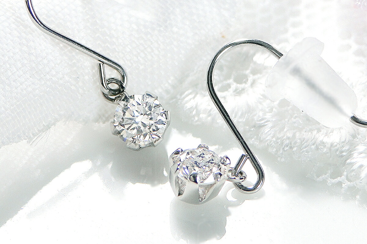 Pt900【0.3ct】一粒 ダイヤモンド アメリカン フックピアス CSP00033 SWAV030