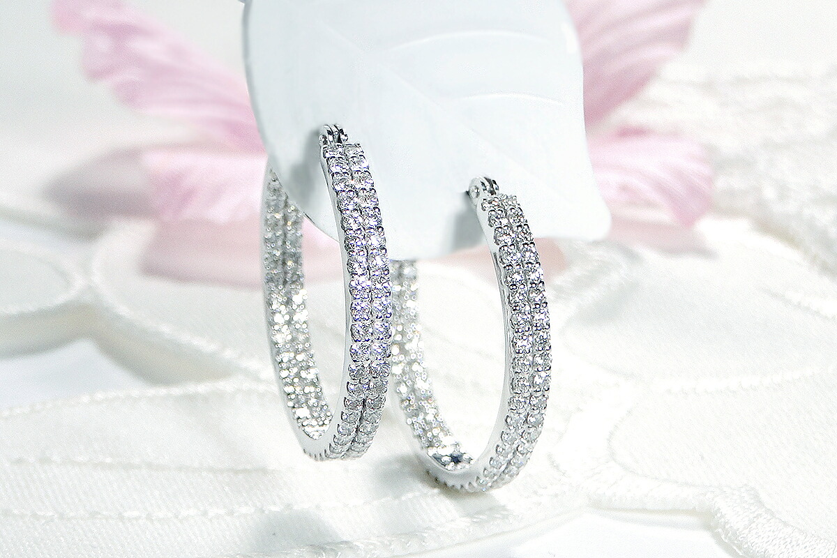 K18WG 【1.0ct】ダイヤモンドエタニティフープピアス【20mm】 CSP00052-18W SWAV034