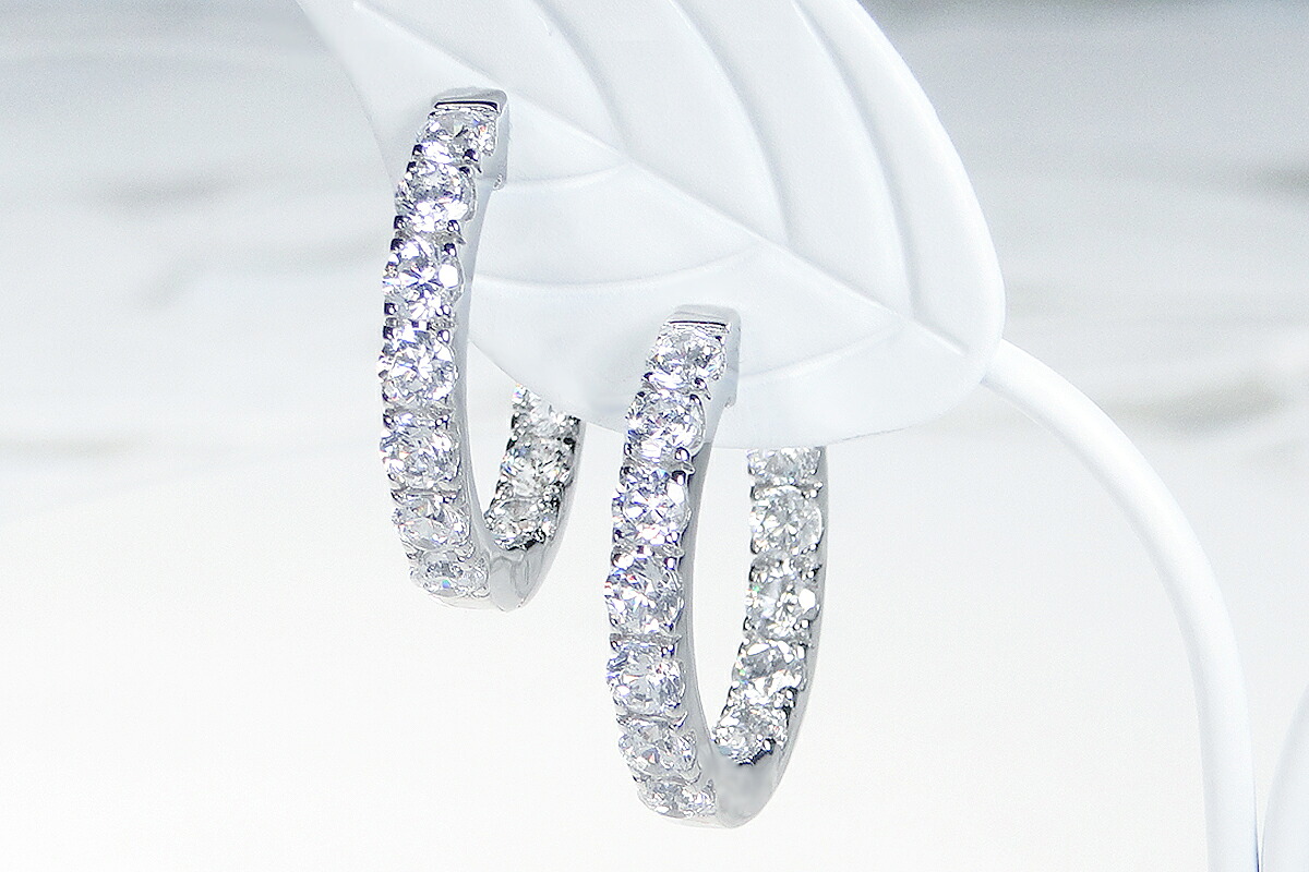 K18WG【2.0ct】ダイヤモンド中折れフープピアス【20mm】 CSP00069 SWAV035