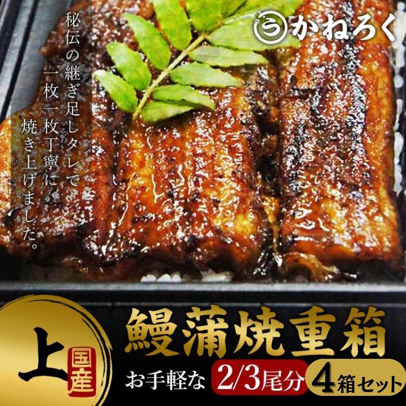 鰻蒲焼重箱 上 4個セット 山椒 漬物付き ウナギ