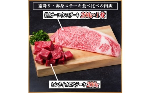 飛騨牛 霜降り・赤身ステーキ食べ比べ 計400g