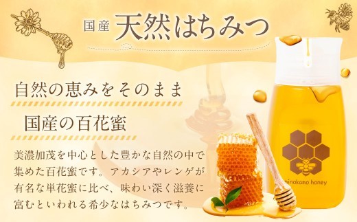 【2026年度はちみつ】MINOKAMO HONEY はちみつ 1本(300g×1)合計300g 国産 無添加 純粋 100%天然 百花蜜 蜂蜜 ハチミツ ハニー 保存食 ギフト 藤井養蜂 美濃加茂市