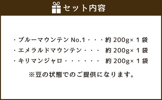 コーヒー豆 3種類 セット 【豆】 （マウンテンセット） 珈琲 コーヒー マウンテン 厳選 岐阜県 美濃加茂市