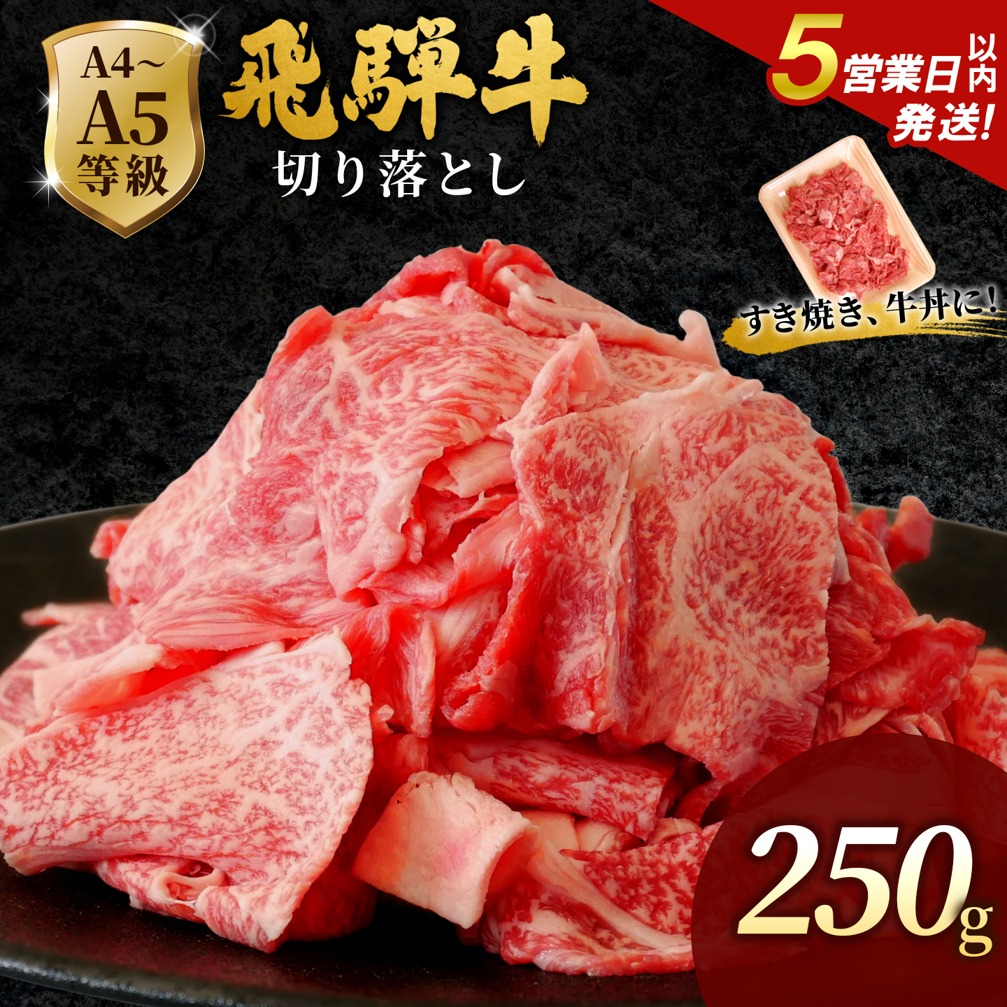 飛騨牛 A4~A5等級 切り落とし 250g 岐阜県産 A4 A5 すき焼き 牛丼 炒め物 おかず 肉じゃが カレー 黒毛和牛 牛肉 国産 お取り寄せ 自宅用 部位おまかせ 和牛 訳あり 肉のひぐち