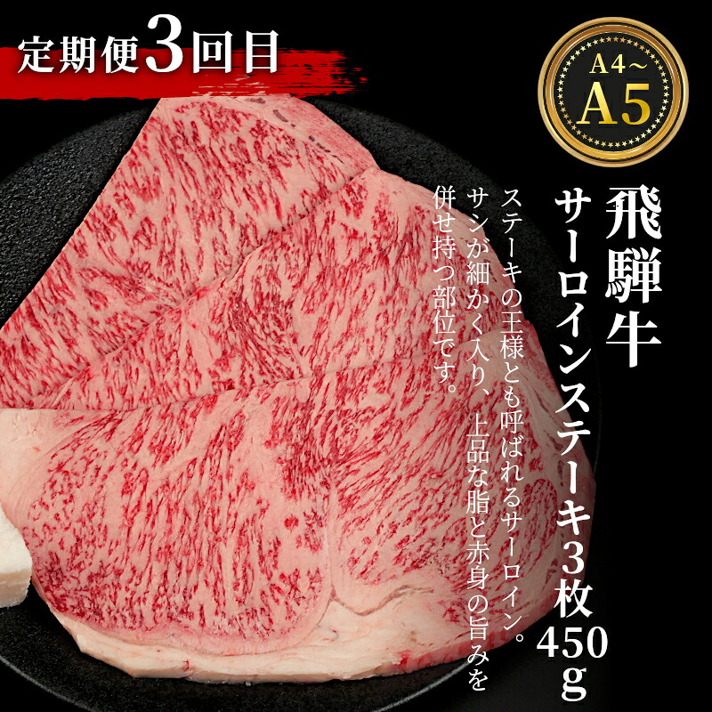 全3回 飛騨牛 ステーキ定期便 A5 A4 ステーキソース付き リブロースステーキ ももステーキ サーロインステーキ リブロース モモ サーロイン ステーキ 牛 冷凍 和牛 牛肉 お肉 肉のひぐち