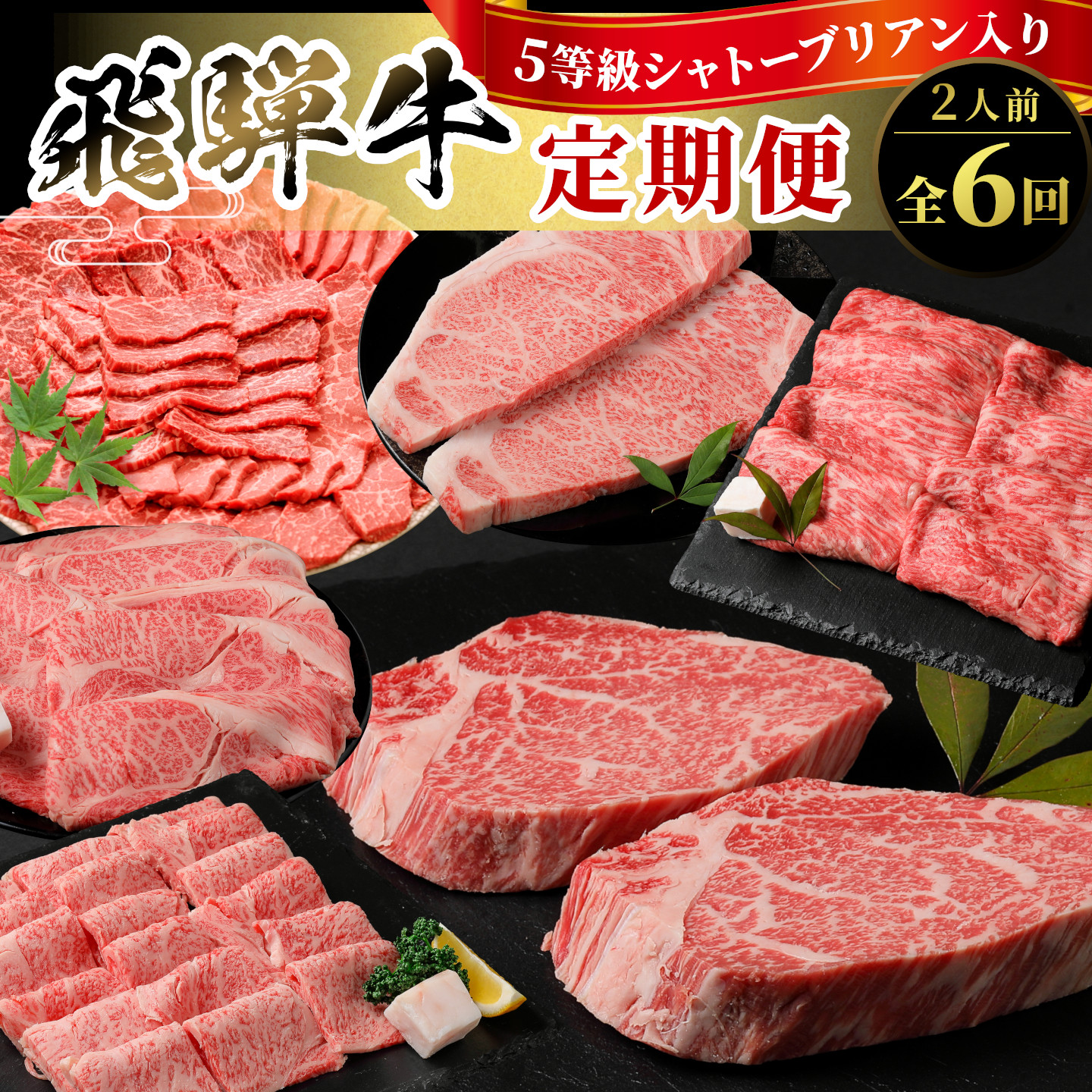 5等級 シャトーブリアン入り 飛騨牛 定期便 全6回 A5等級 すき焼き しゃぶしゃぶ ステーキ 焼肉 BBQ ロース 肩ロース ロースステーキ カルビ 切り落とし 贅沢 モモ カタ ギフト 6ヶ月