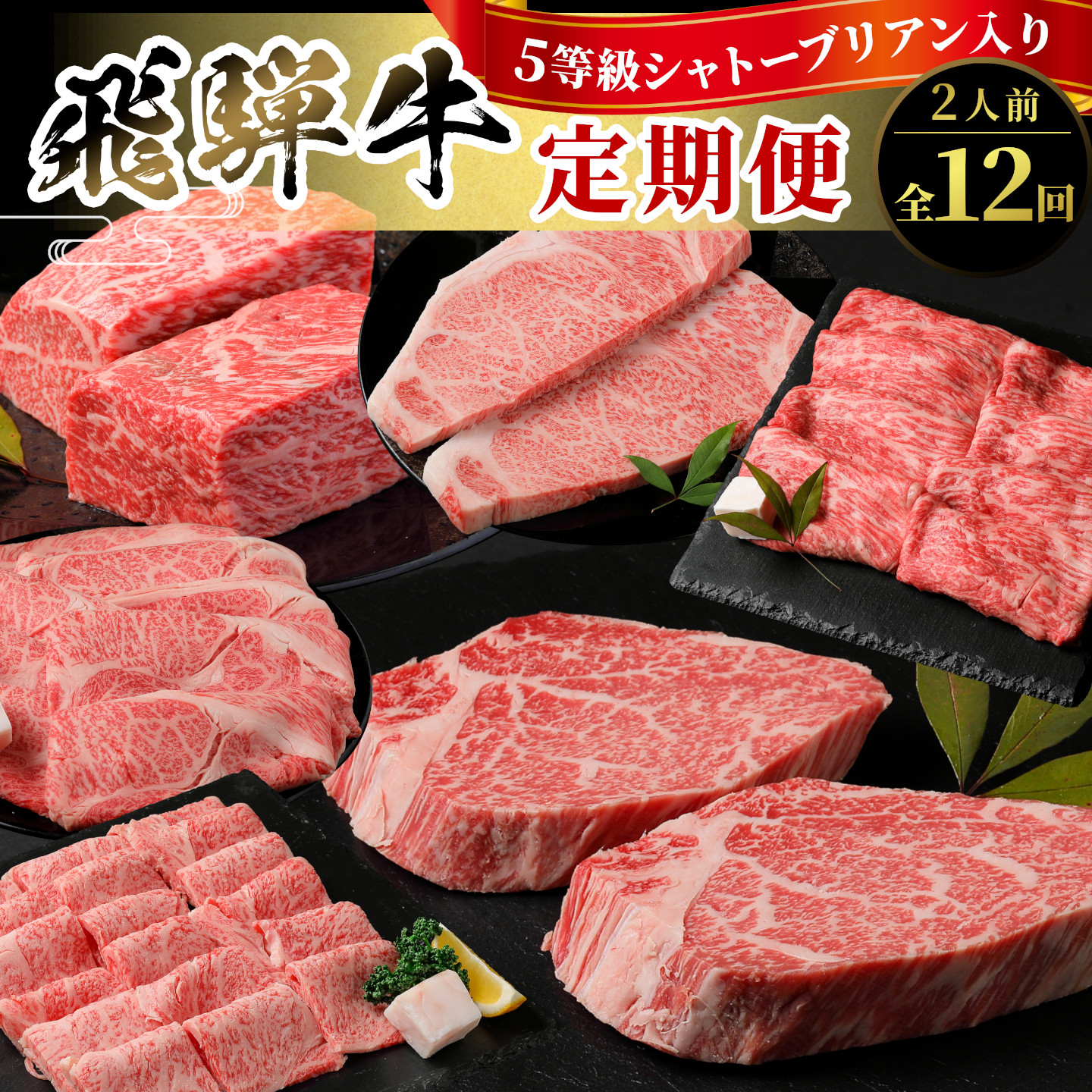 5等級 シャトーブリアン入り 飛騨牛 定期便 全12回 A5等級 すき焼き しゃぶしゃぶ ステーキ 焼肉 BBQ ロース 肩ロース ロースステーキ カルビ 切り落とし 贅沢 モモ カタ ギフト