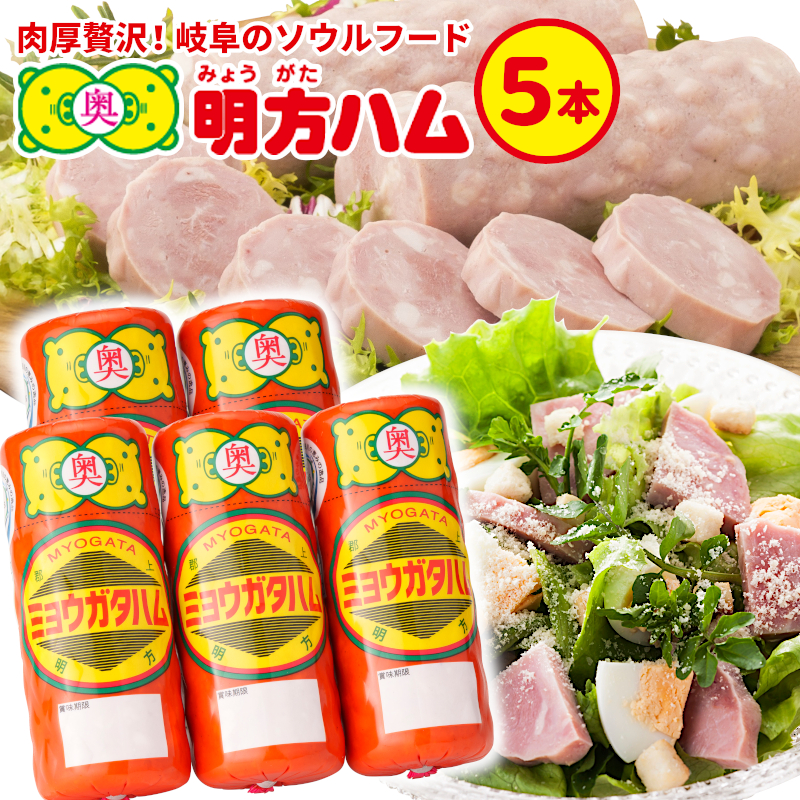 明方ハム 5本 国産 豚肉 プレスハム ハム ギフト 贈り物 お祝い 本格ハム ソーセージ ウインナー 高級 人気 詰め合わせ セット 簡単調理 お弁当 朝食 加工肉 JAめぐみの