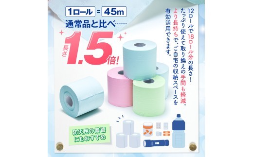 トイレットペーパー ダブル 72ロール 12ロール×6パック ブルーベリーの香り 108ロール相当 香り付き 再生紙 鶴見製紙 静岡 沼津 日用品 備蓄 やわらか