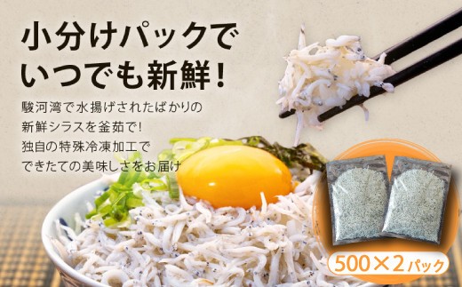 訳あり 釜揚げ しらす 1kg 冷凍 小分け しらす パック 500g 2パック しらす 駿河湾 の恵み シラス サイズ不揃い