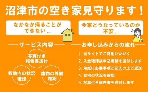 空き家 見守り サービス 沼津 1回分｜ 建物 外観確認 敷地内 状況確認 写真付き 報告書 空き家見守り サービス 沼津市 シルバー人材センター