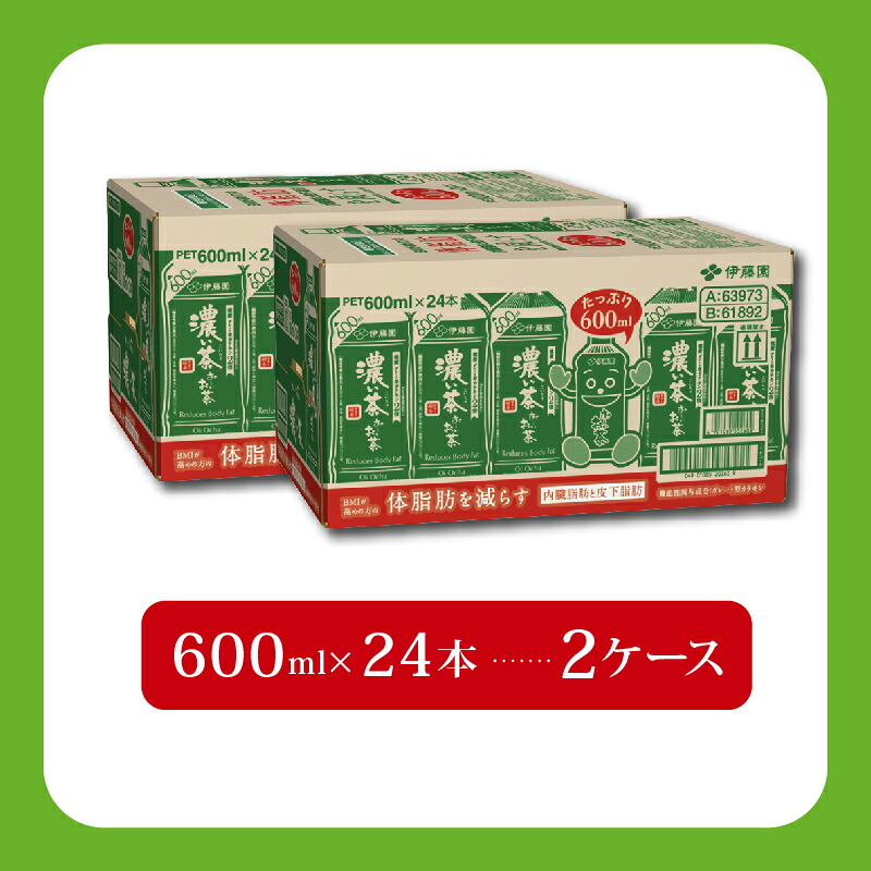 【おーいお茶 濃い茶】 計48本 600mL × 24本 2ケース 防災備蓄 茶 ペットボトル 飲料 緑茶 機能性表示食品 お茶 茶 おちゃ ペットボトル飲料 ドリンク 飲み物 飲みもの 日用品 生活