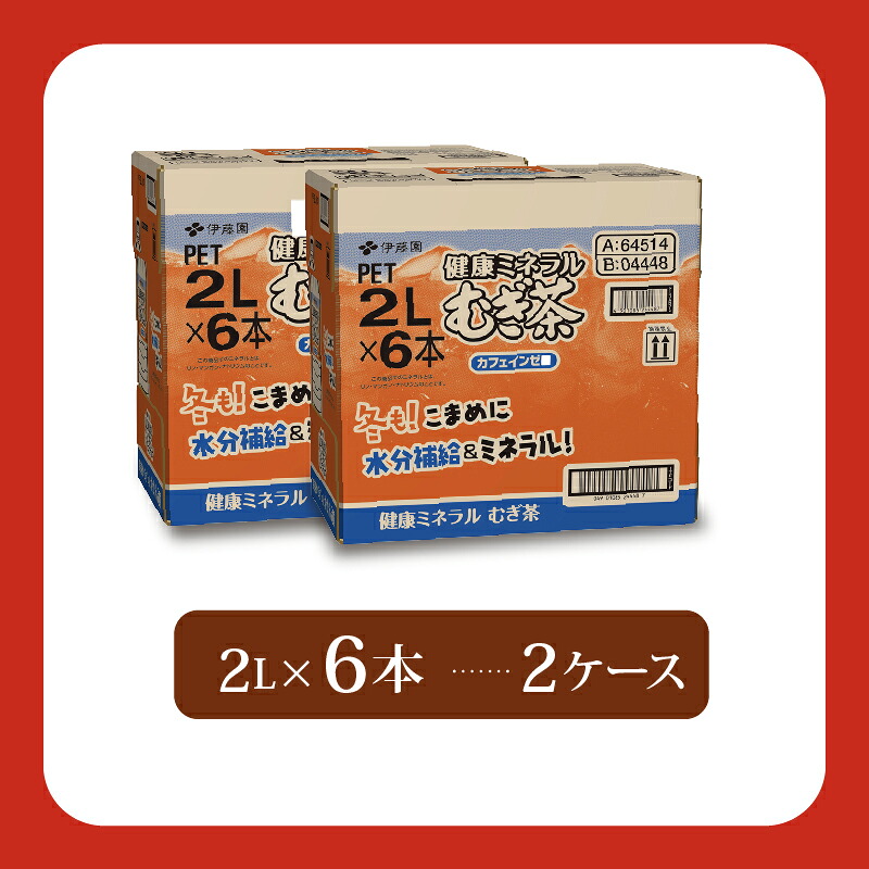 【健康ミネラル むぎ茶】 計12本 2L × 6 本 2ケース お届け お茶 ペットボトル 飲料 ペットボトル飲料 おちゃ 麦茶飲料 お茶飲料 飲み物 茶 アウトドア 日常 常備 備蓄 防災 防災備蓄