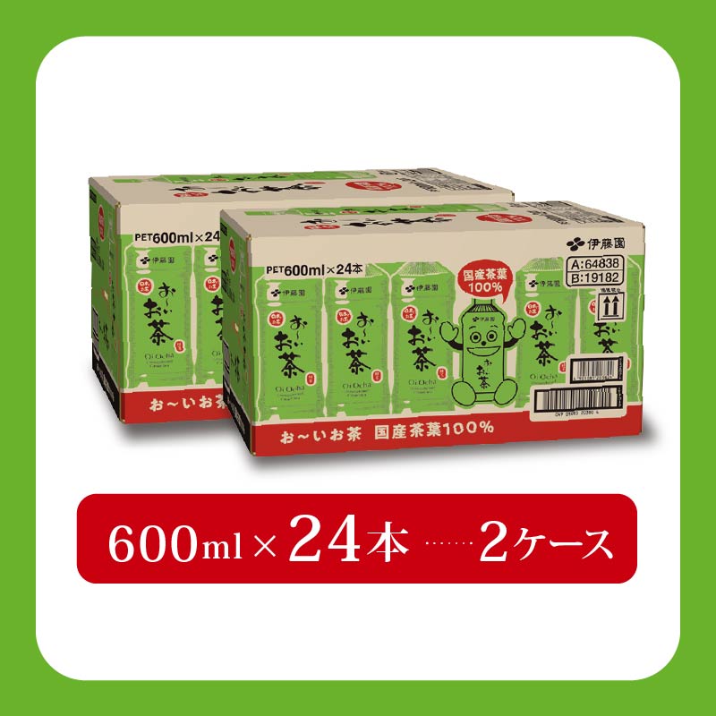 【おーいお茶 緑茶】緑茶 計 48本 600mL × 24本 2ケース 防災備蓄 茶 ペットボトル 飲料 ペットボトル飲料 おちゃ 緑茶飲料 飲み物 茶 りょくちゃ tea アウトドア 日常 常備 備