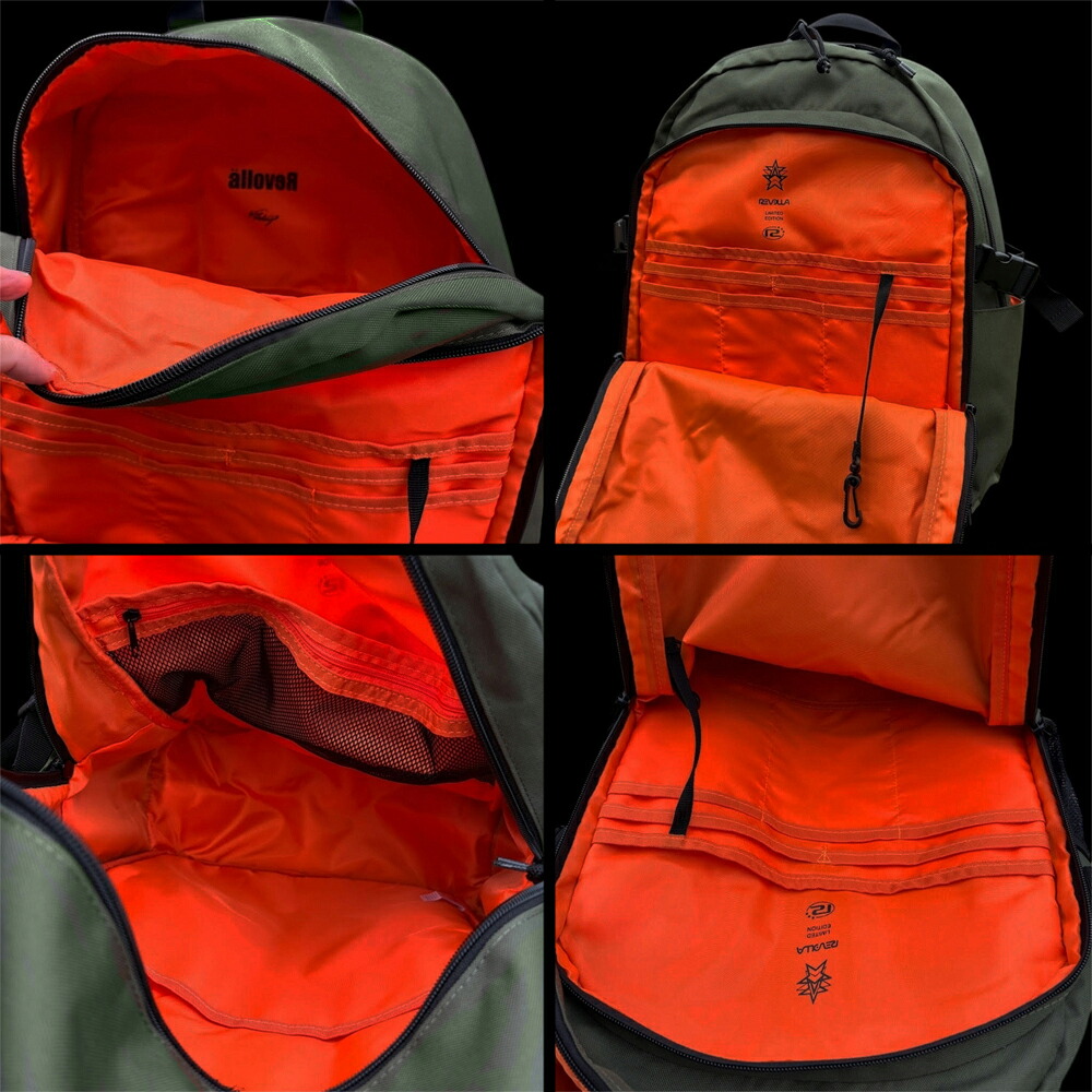 【カーキ】Revolla Secure Backpack 背面ポケット多収納リュック／ カーキ・ブラック ／ ファッション ファッション雑貨 安心 安全 防犯 小物 便利 軽量 大容量